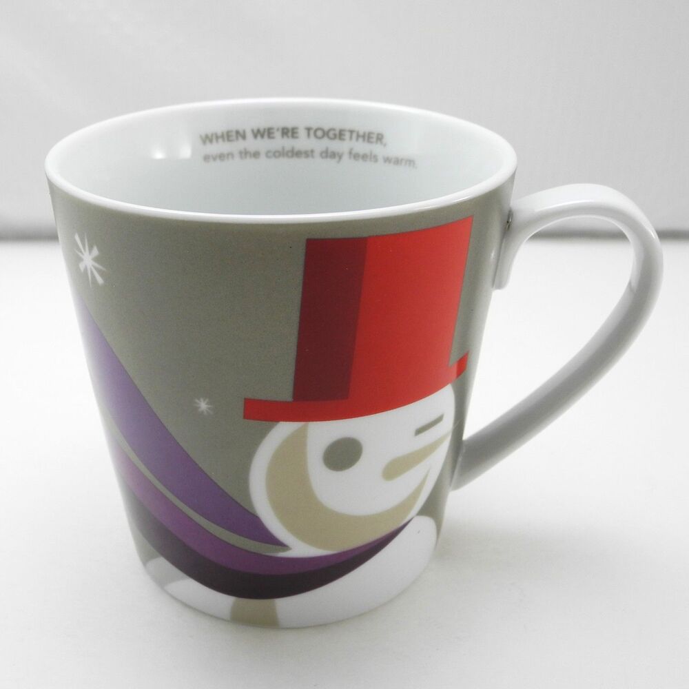 Starbucks Snowman Mug 2011 Purple Scarf Red Top Hat Christmas Coffee Cup
